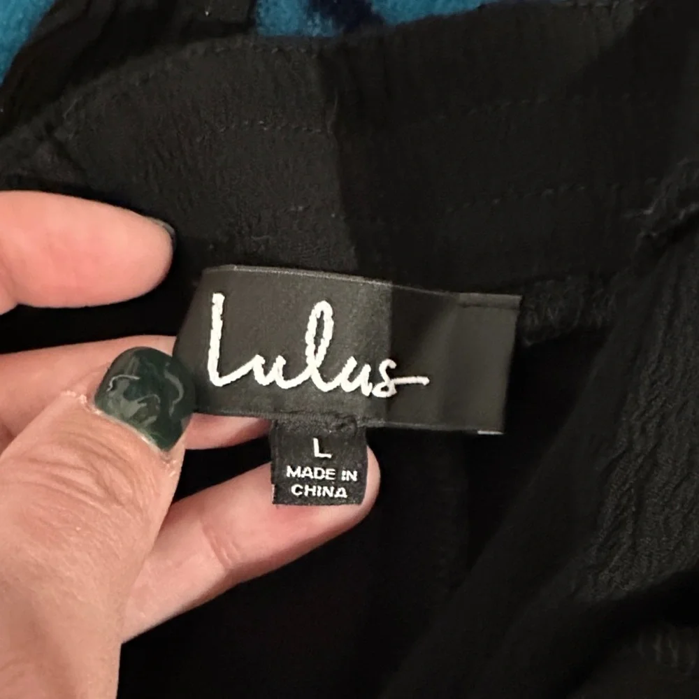 *LULUS* Black Convertible Halter Tie Ankle Cuff Jumpsuit Size Large - Picture 9 of 9